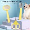 3pcs/set Pet Grooming Set; Cat Hair Comb Cat Nail Scissors; Pet Comb Set For Dogs & Cats