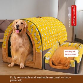 Large Dog House Type Pets Can Be Dismantled And Washed (Option: Yellow A-XL)