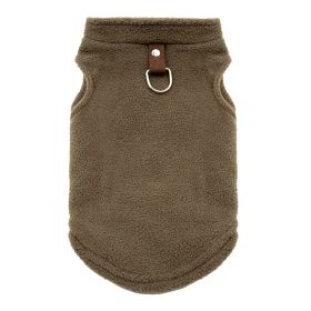 Pet Clothes Thickened Pure Color Ribbon Traction (Option: Polar Fleece Vest Coffee-S)