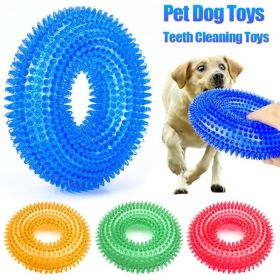 Pet Toys Bite Resistant Sound Toy Chew Teeth Clean Large Dog Golden Retriever Barbed TPR Training Teeth Cleaning Thorn Circle (Color: green)