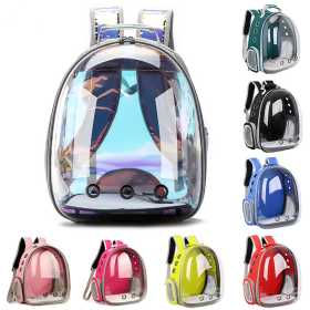 Cat bag Breathable Portable Pet Carrier Bag Outdoor Travel backpack for cat and dog Transparent Space pet Backpack (Color: green)