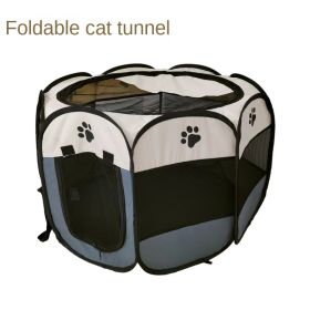 Oxford cloth folding pet tent cat kennel dog kennel cat delivery room indoor pet fence octagonal pet fence (Color: Yellow black)