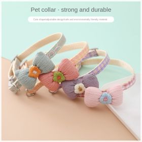 cat Collar Lattice Collar Korean Cartoon Pet Collar Bowknot Patch Cat Dog Collar (Color: Orange)