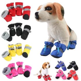 Anti-slip Pet Dog shoes Waterproof boots shoes puppy cat socks boots dog shoes (Color: Pink)