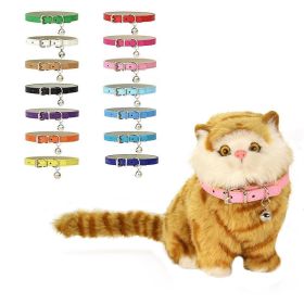 PU Leather Leash Pet Dog Collar Pet Supplies DIY Japanese Bell Cat Collar Bell (Color: Rose Red)