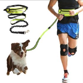 Newest Reflective Pet Leash Elastic Hand Free Jogging Dog Traction Rope Running Waist Pack Leashes Loop Retractable D-Ring Leash (Color: green)