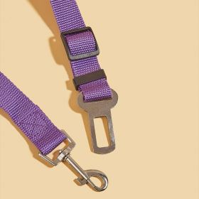 Adjustable Pet Safety Belt Leash; Dog Car Seat Belt For Dogs & Cats Outdoor Travelling (Color: Purple)