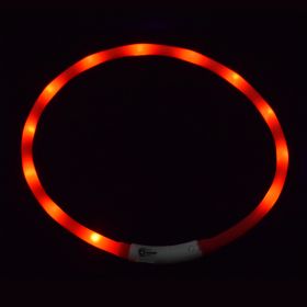 Pet's LED Collar With USB Rechargeable Glowing Lighted Up & Cuttable Waterproof Safety For Dogs (Color: Red)