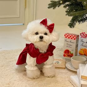 Christmas Pet Dress For Small Medium Dog; New Year Non-elastic Dog Dress ; Winter Pet Apparel (Color: Red)