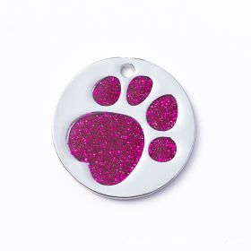 Personalized Dog Tags; Engraved Footprints Cat Tags; Anti-lost Round Pet ID Tags For Dogs & Cats (Color: Burgundy)