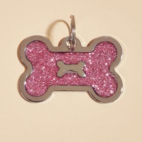 Metal Pet ID Tags With Pink Bone Shape For Dogs & Cats (Color: Shiny green)