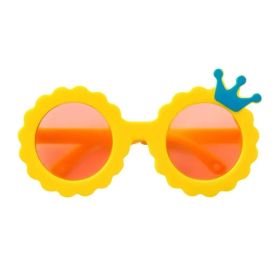 New Style Crown Round Sunglasses For Dogs Cats Pet Accessories Puppy Yorkie Teddy Eye Wear Glasses Sunglasses Pets Supplies (Color: yellow)