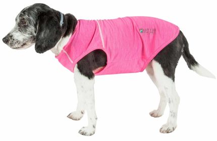 Pet Life Active 'Aero-Pawlse' Heathered Quick-Dry And 4-Way Stretch-Performance Dog Tank Top T-Shirt (Color: Pink)