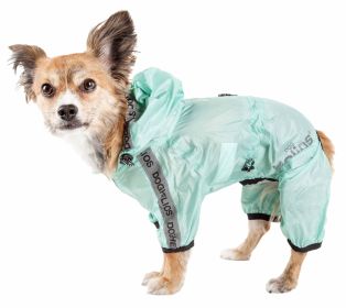 Dog Helios 'Torrential Shield' Waterproof Multi-Adjustable Full Bodied Pet Dog Windbreaker Raincoat (Color: green)