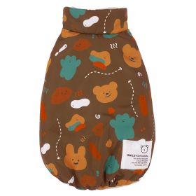 Pet Autumnwinter Clothes Cartoon Double-sided Vest Coat (Option: Dark brown-XL)