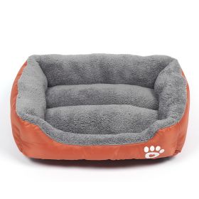 Pet Cushion Mat Square Four Seasons Universal Winter Fleece-lined Warm Dogs And Cats (Option: Orange-XL)