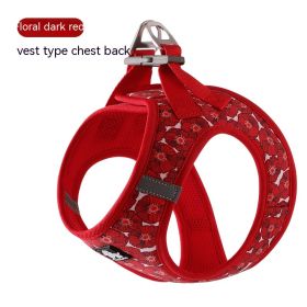 Dog Vest Strap Hand Holding Rope Breathable Lightweight (Option: Floral Dark Red-M)