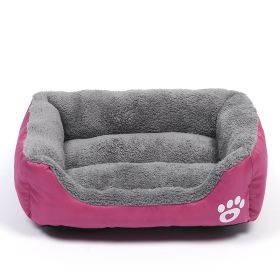 Pet Cushion Mat Square Four Seasons Universal Winter Fleece-lined Warm Dogs And Cats (Option: Rose Red-XL)