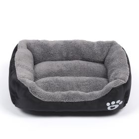 Pet Cushion Mat Square Four Seasons Universal Winter Fleece-lined Warm Dogs And Cats (Option: Black-XL)